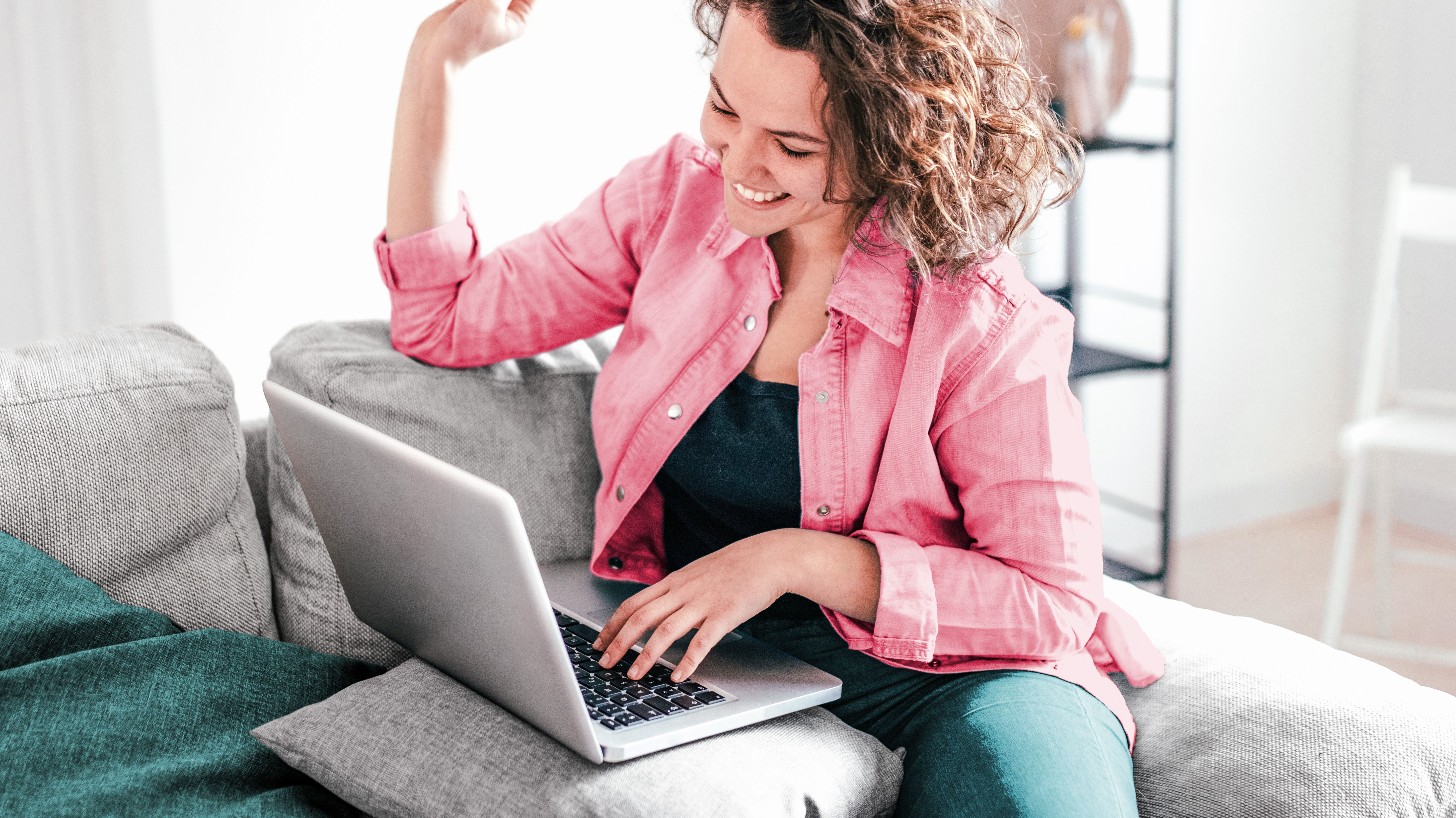 Woman shopping on secure website on laptop