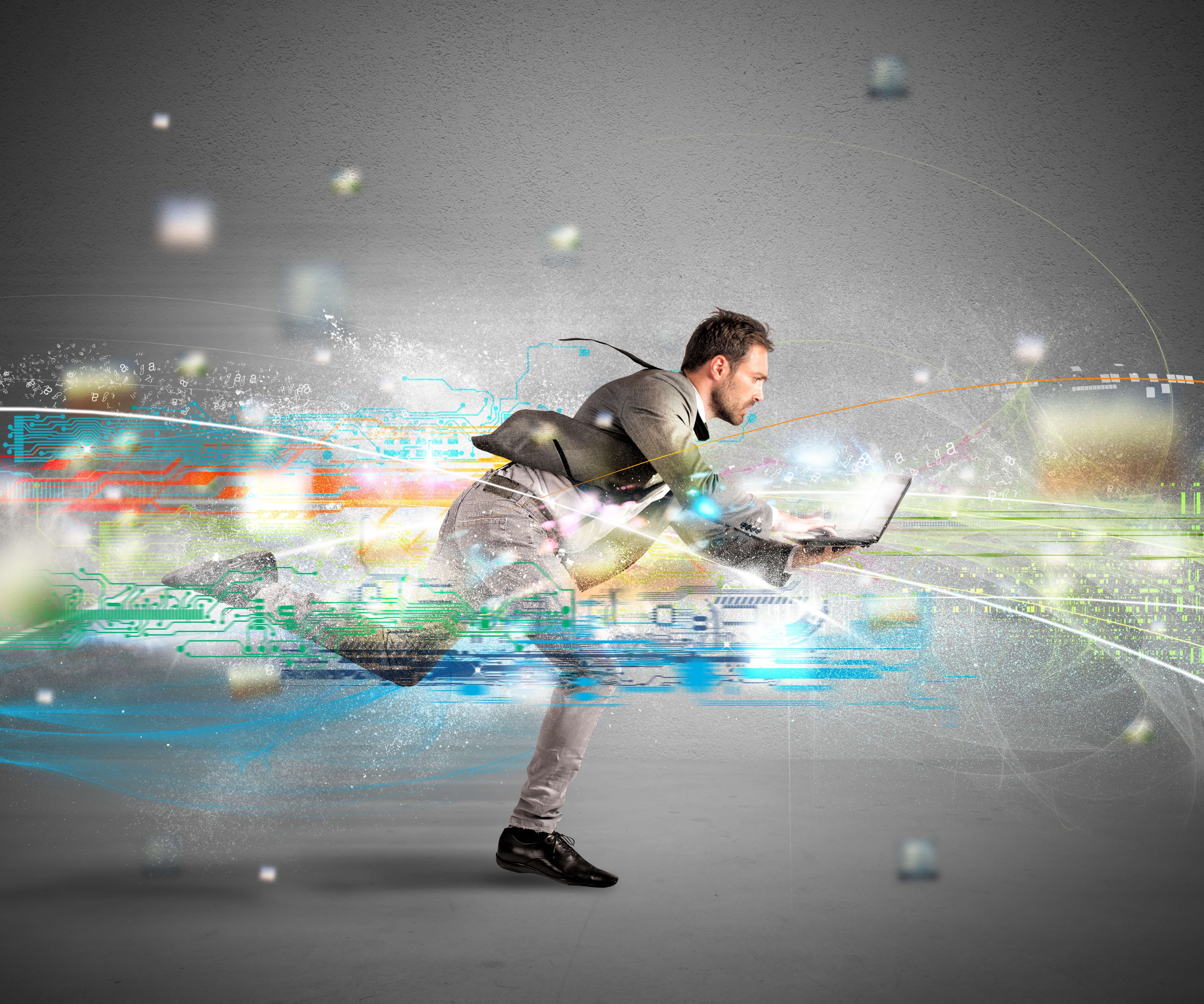 Rennender Mann strömt Licht aus