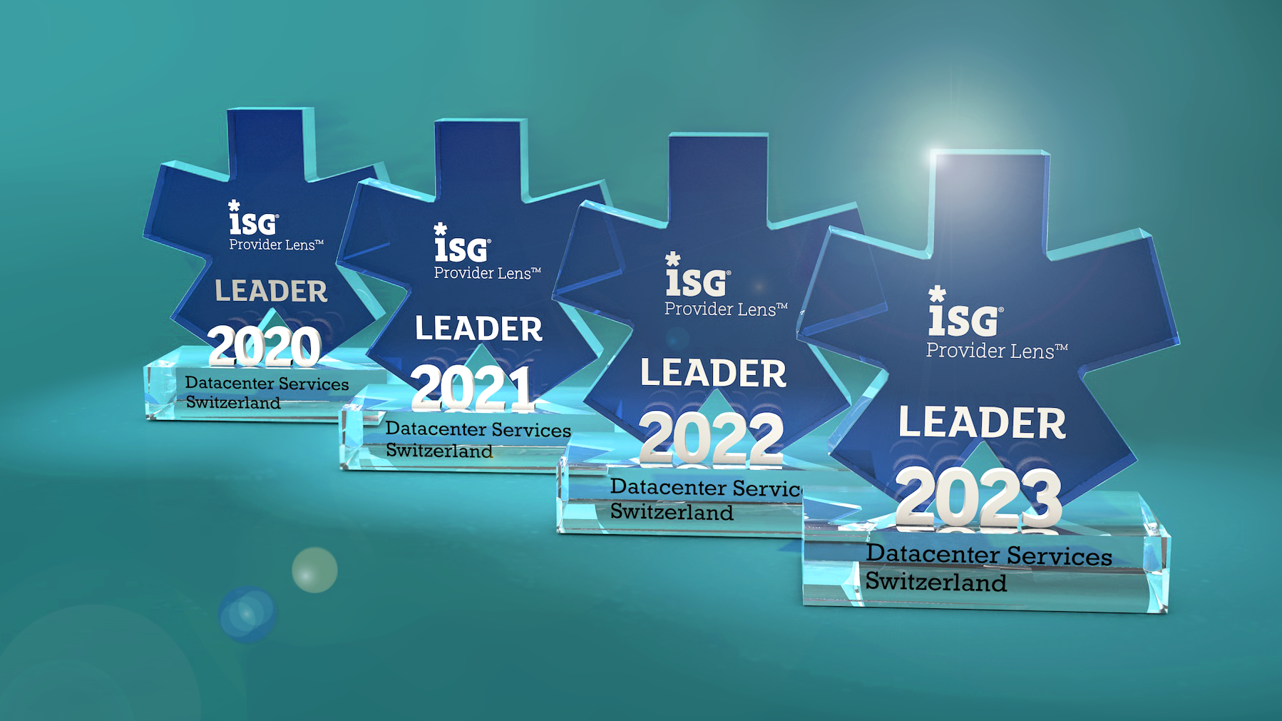 Grafik: 4 Pokale ISG Award als Datacenter Leaderin