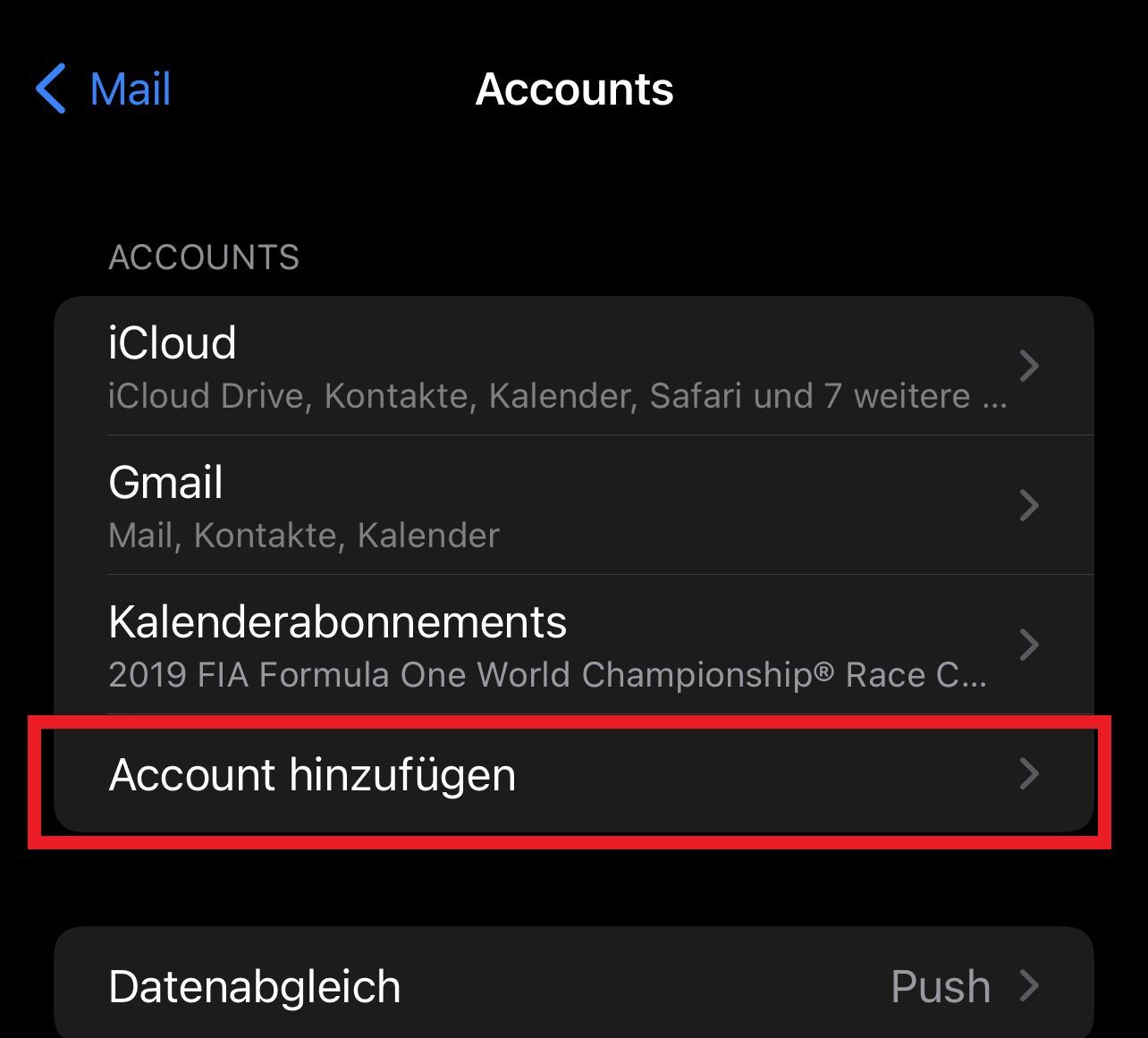 iOS Einstellungen