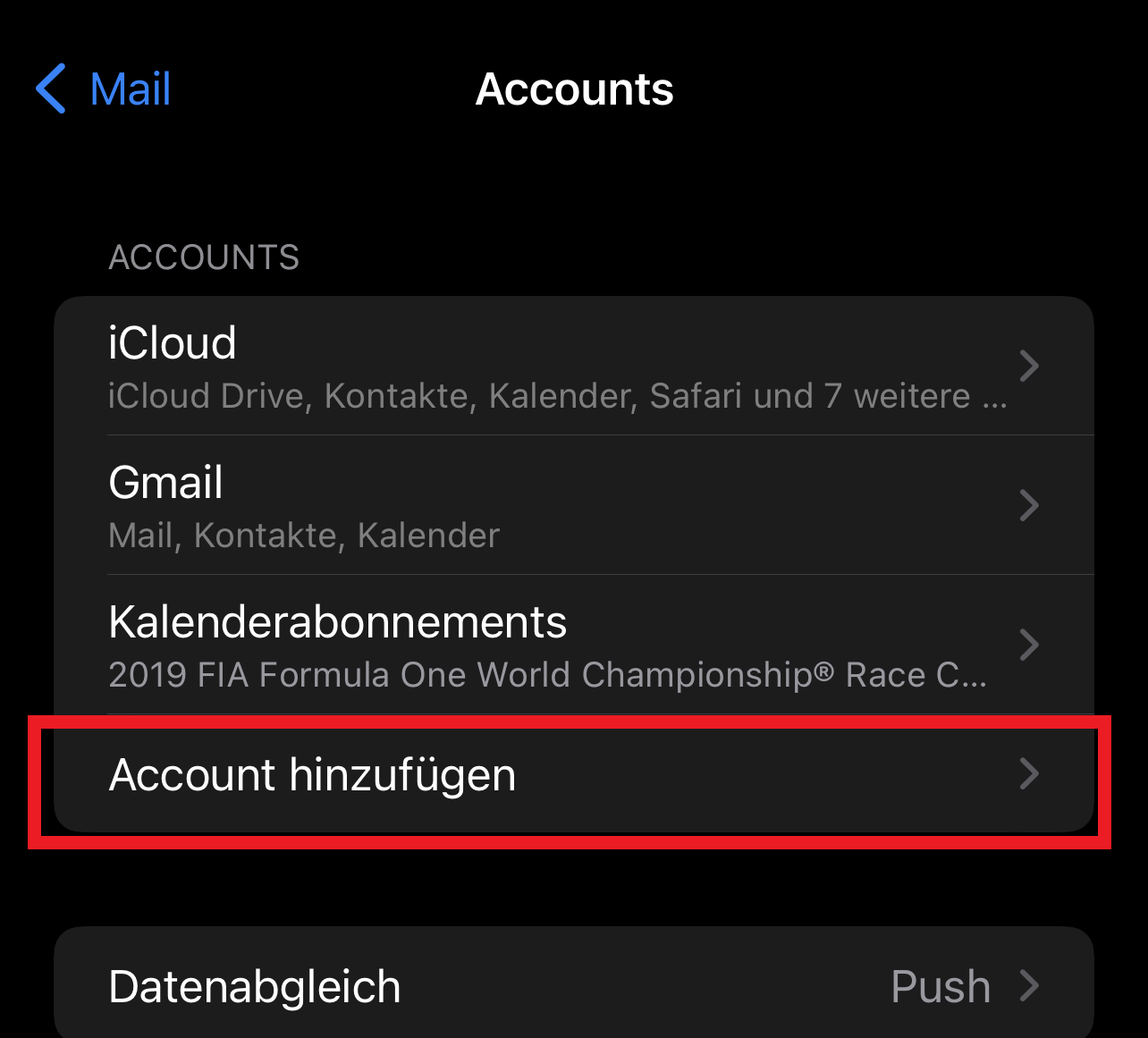 iOS Einstellungen