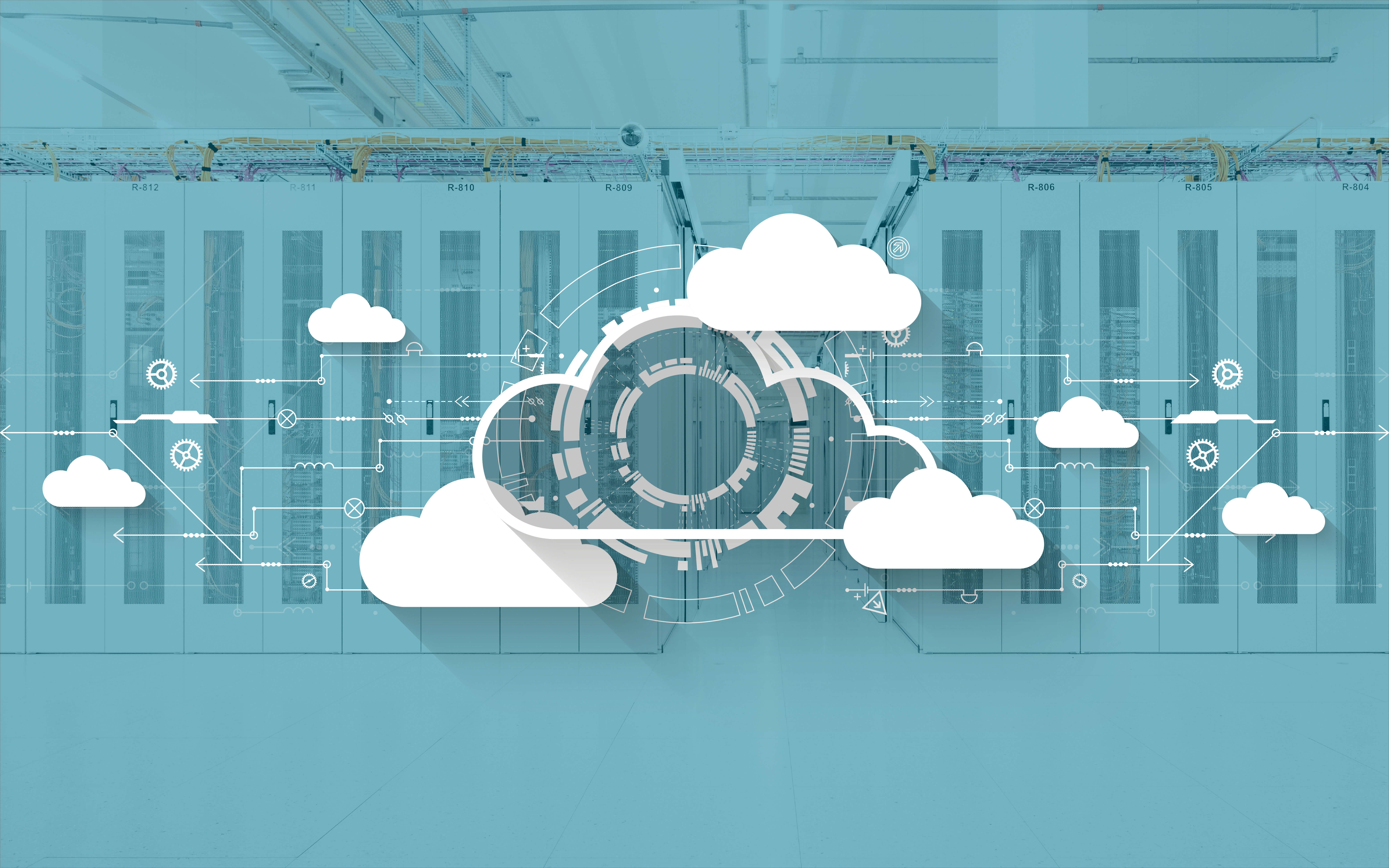Green Datacenter Serverraum mit Cloud Visualisierung