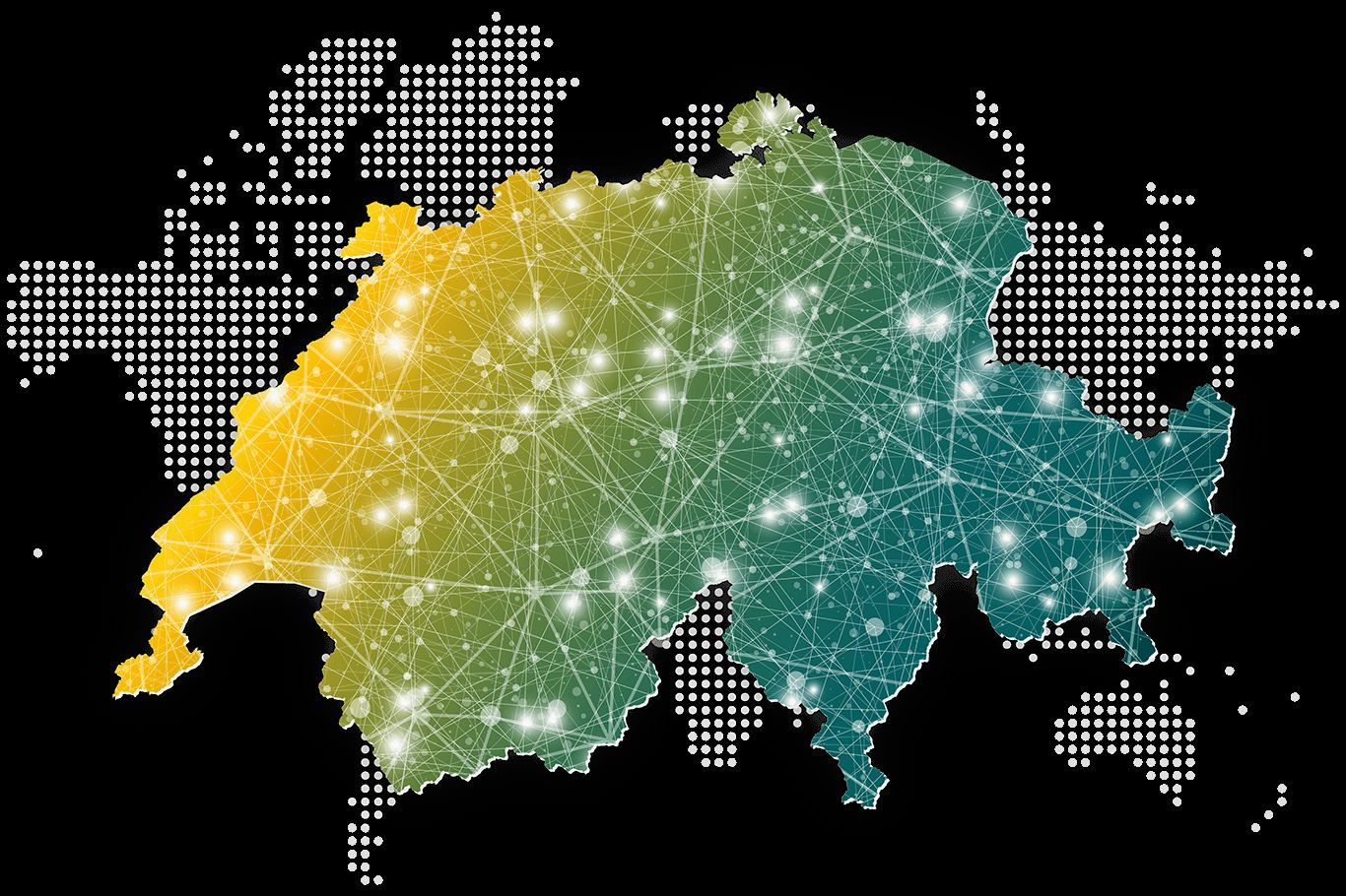 Schweizer Karte mit Datenströmen