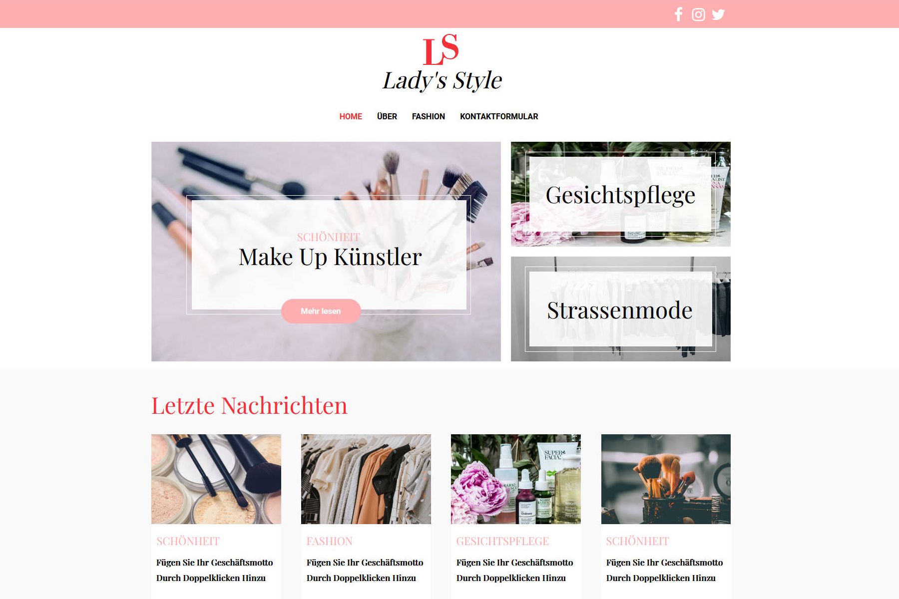 Webbuilder-Vorlage von Green für Blogs rund um Mode und Styles