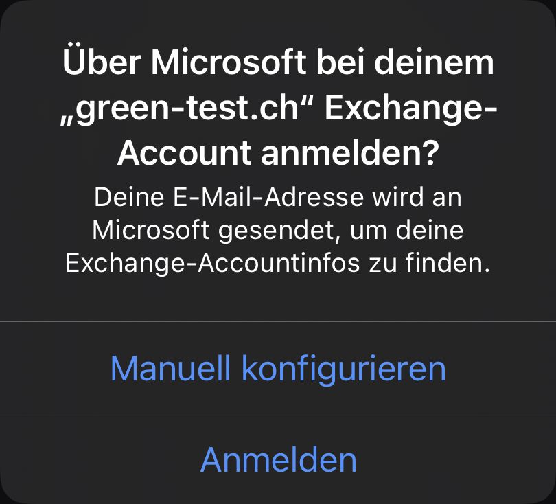 Microsoft Exchange - Account hinzufügen - Manuell konfigurieren