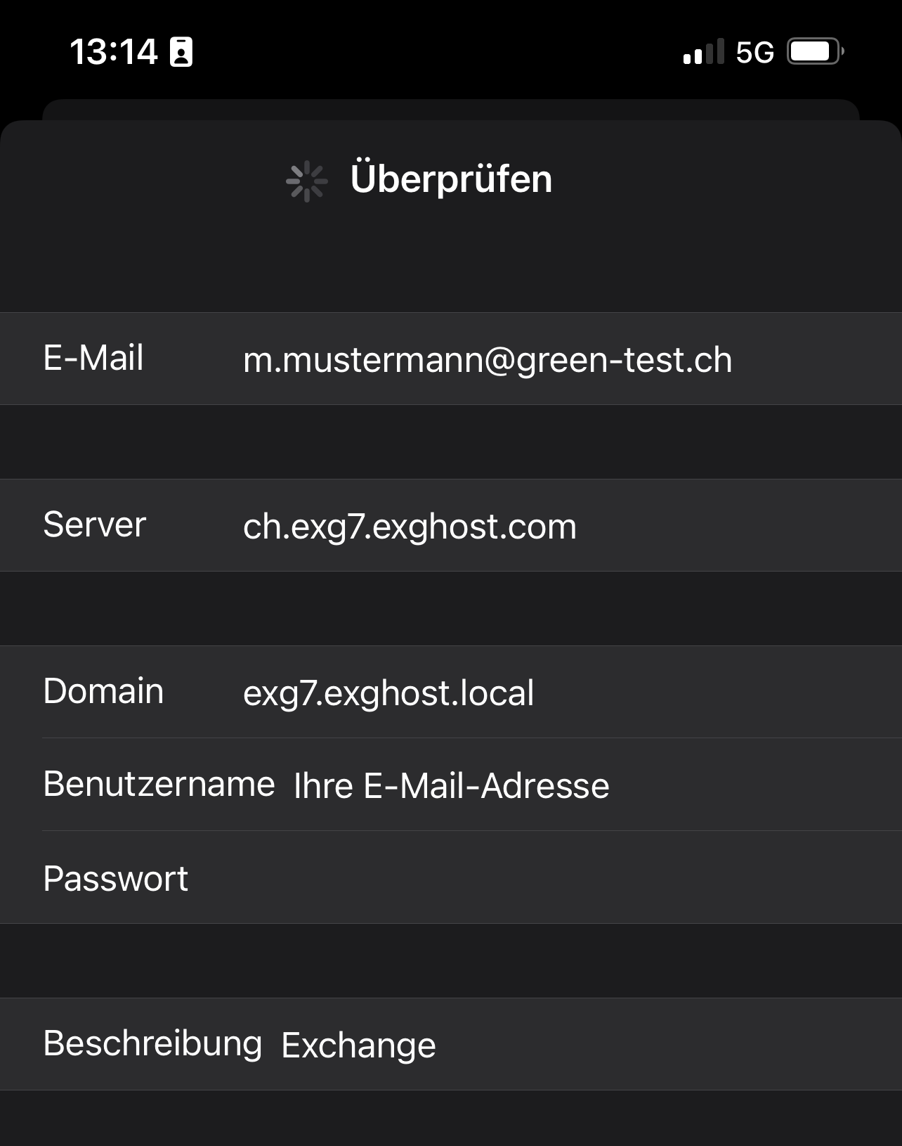 Account hinzufügen - Daten eintragen