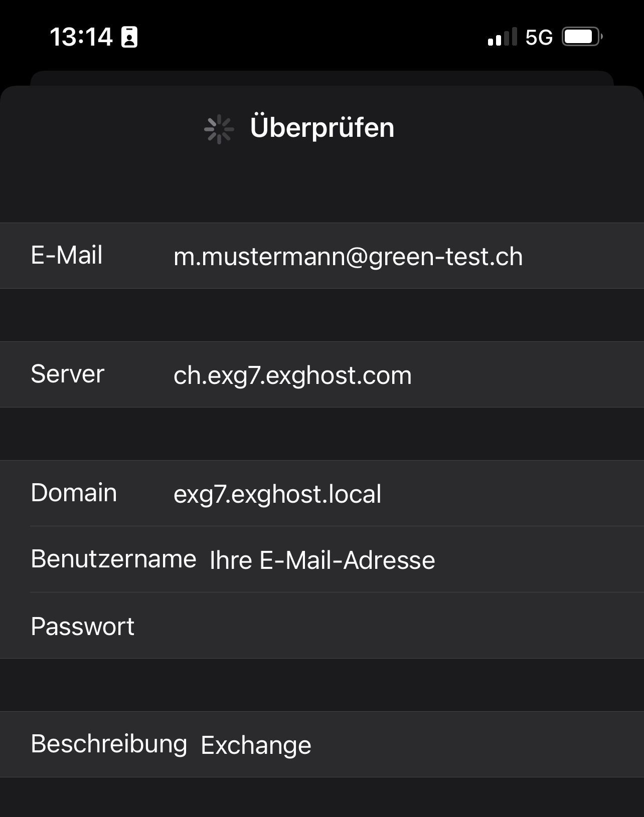 Account hinzufügen - Daten eintragen