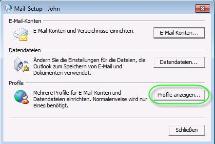 Mail-Setup Profile anzeigen