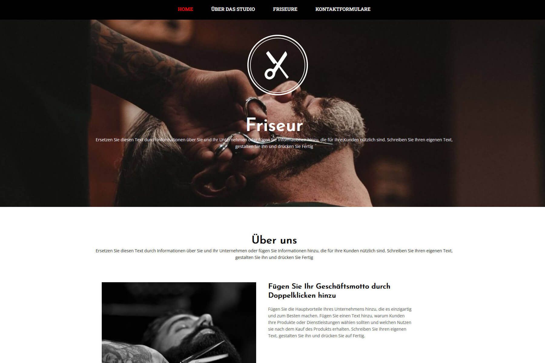 Webbuilder-Vorlage von Green für Coiffeur und andere Studios