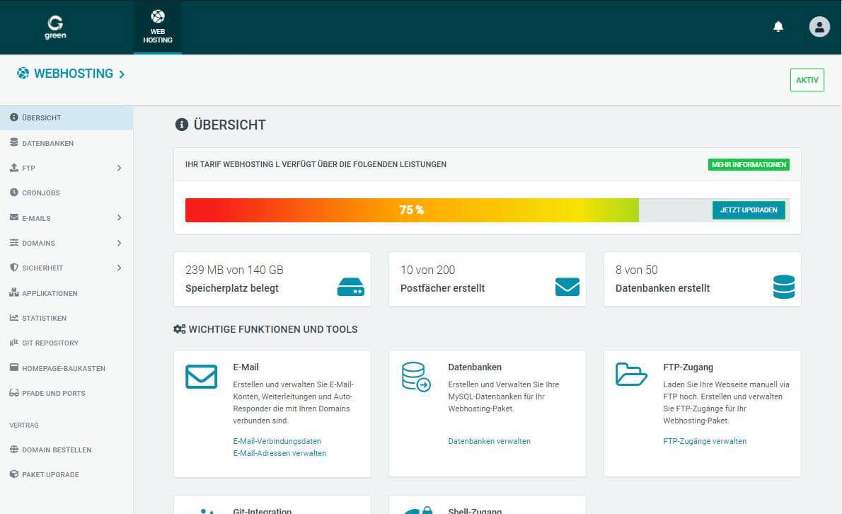 Webhosting Übersicht