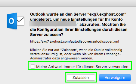 Meine Antwort immer für diesen Server verwenden