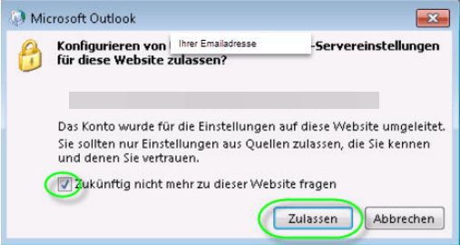 Microsoft Outlook / Zulassen