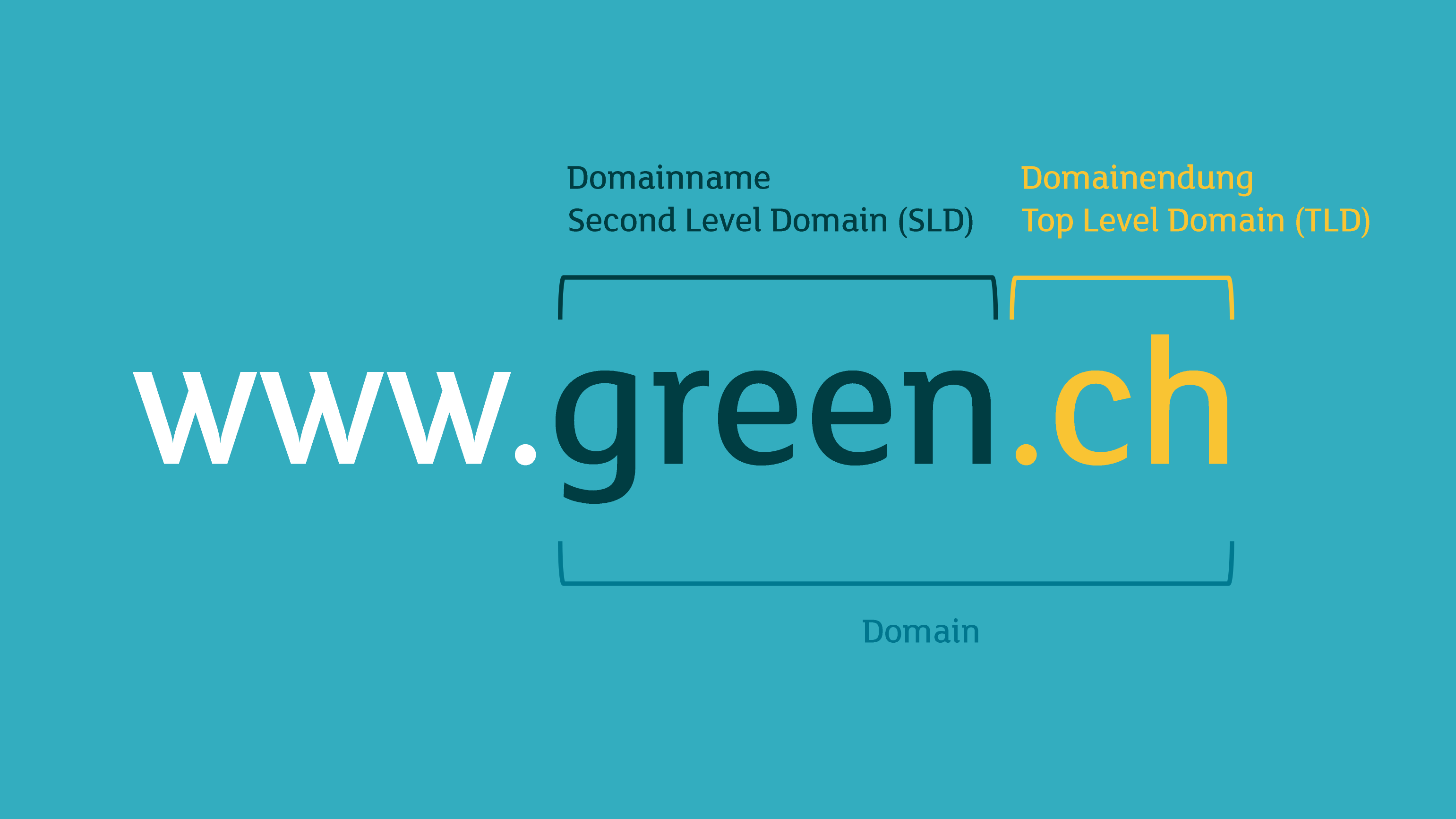 Domain name and domain extension as parts of a website address