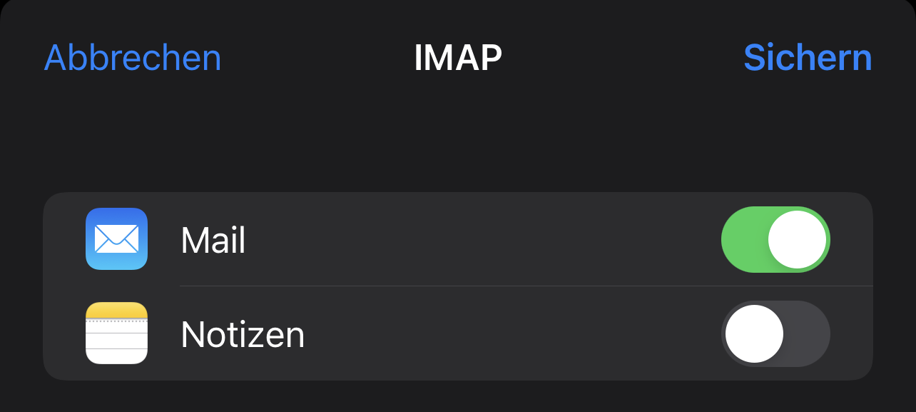 iOS Einstellungen - Synchronisieren