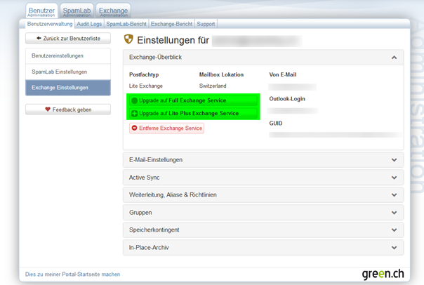 Upgrade für Exchange
